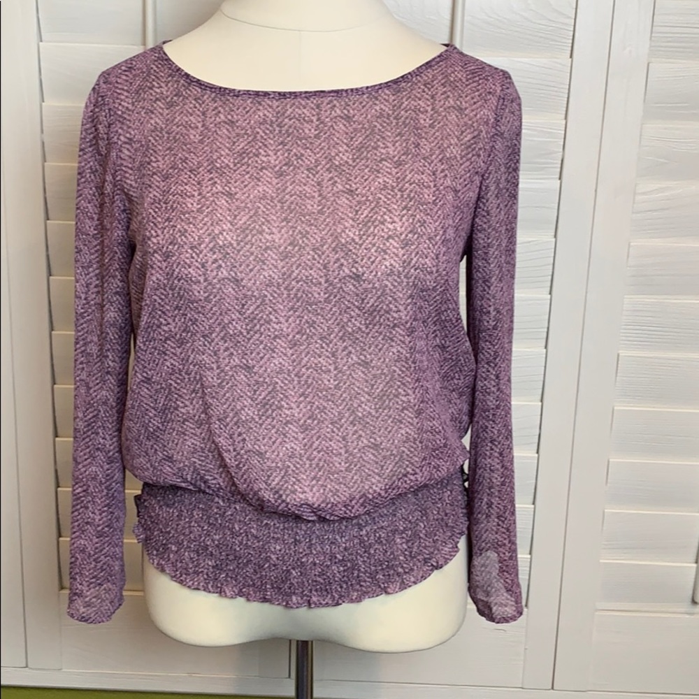 Michael Kors purple print Top size M elastic waist